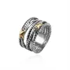 18k Gold Cross Ring Designer Classic Ed Fashion Rings Double X Wire Jewelry for Men Kvinnor flätat vintage kopparengagemang A2816