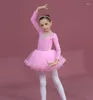 Bühnenkleidung Tüll Tutu Rock Kinder Ballett Trikot Langarm Gymnastik Body Übungskleidung Tanz Performance Kleid 2 Stück
