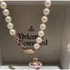 Desginer Viviane Westwood Empress Dowager Xis emalj Stereoskopisk Saturn Pearl -halsband för kvinnors ljus lyx och avancerad känsla krage kedja hög upplaga