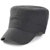 Bola Caps Inverno Equipado Exército Flat Top Hat Homens de Meia-idade e Velhos Forro de Lã Quente Tampão Militar Grande Cabeça Homem Plus Size Beisebol