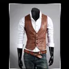 2020 Nuovi Uomini di Vestito di Pelle Gilet Autunno Primavera Stile di Moda Giacca Senza Maniche Casual Marrone Nero Gilet da Uomo Slim PU293l