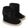 Botas infantis inverno quente neve arco decoração velo retalhos bebê meninas primeiros caminhantes antiderrapante moda criança sapatos