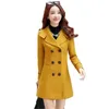 Frauen Wollmischungen Herbst Winter Frauen Wollmantel Schlanke Windjacke Mäntel Weibliche Mode Gelbe Wollmischungen Jacken Weibliche Oberbekleidung Mujer Mantel 231030