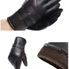 Fingerless Gloves 2023 Leather Gloves Men's Winter Touch Screen Plus Velvet Thickened Outdoor Cycling Motorcycle Warm Windproof Cotton GlovesL231017