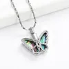 Chains Butterfly Urn Necklaces For Ashes Stainless Steel Abalone Shell Cremation Jewelry Memory Women Men306a