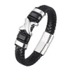 Pulseira de couro de estilo moderno homem de pulseira preta e trançada jóias masculinas festas de jóias banglas de aço inoxidável banges bb0963 ch299y