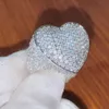 Biżuteria hip -hopowa Bling Out 925 Sterling Silver D VVS Moissanie Pierścień Wysokiej jakości Serce Serce zaręczynowe Diamentowy pierścień