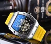 Nya modemärken Herrens armbandsur Sport Chronograph Quartz Silicone Armband Watches Waterproof Luminous Hands Clock