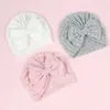 Thick Winter Warm Beanies for Baby Girls Bunny Bow Hat Newborn Solid Striped Turban Hats Infantil Indian Hat Kid bowknot Bonnet