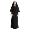 Costume de nonne catholique médiévale d'halloween pour femmes adultes, robe de prêtre religieux, missionnaire, foulard, châle, tenues de Cosplay