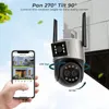 Guudgo 9MP 4K Wi-Fi PTZ-камера с тремя объективами, двойным экраном, 8-кратным цифровым зумом, ночным видением, обнаружением человека, видеонаблюдением на улице