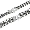 10mm/14mm Hip Hop Stainless Steel Miami Cuban Link Chain Necklace Full 5A Zircon Clasp 18K Gold Plated Titanium Steel Necklace Jewelry Set