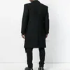 남자 양모 블렌드 코트 긴 불규칙한 이중 가슴 개인 슬림 한 슬림 한 검은 단순 레저 패션 대형 크기 스프링 231031