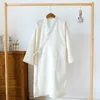 Men's Sleepwear Loose El Bathrobe Japanese Style Cardigan Lace Up Thin Robe Solid Color Smooth 2023