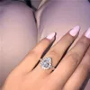 choucong Lovers Promise Ring комплект грушевидной огранки 5A циркон из стерлингового серебра 925 пробы обручальное кольцо для женщин Jewelry287S