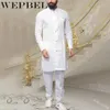 WEPBEL mode musulmane hommes caftan Robes Vintage à manches longues en lin bouton chemise islamique Abaya vêtements pour hommes grande taille S-5X284A