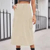 Skirts 2023 Elegant Straight Long Denim High Waist Button Pockets Split Fashion Retro Maxi