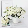 Vases Foreign Trade Artificial Flower 5-head Peony European Persian Plastic Rose Hand-held Home Tabletop Decoration Indoor