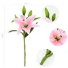 Dekorativa blommor 5st White Lily Artificial 38cm Bouquet Fake Plant Party Wedding Bridal Living Room Home Garen Decoration Real Touch