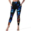 Women's Leggings Leaf Print Sexy Abstract Leaves Work Out Yoga Pants Push Up Elastic Sports Tights Pockets Sweet Design Leggins