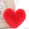 Catena per cellulare Simpatico cuore di pesca Portachiavi con palla di pelo Portachiavi con ciondolo a forma di cuore con ciondolo a forma di cuore Ciondolo in peluche a forma di cuore R231031