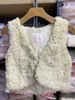 Coletes femininos Japão Liz Lisa Original Inverno Casaco de Pele Falso Renda Grosso Veludo Outerwear Colete