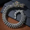 Łańcuch S925 Srebrny Srebrny Fierce Dragon Bracelets Viking Domineering Black Gun Dragon Men Bransoleta Hip Hop Rock Boledle 231030