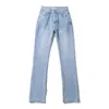 Jeans pour femmes printemps automne vintage taille haute taille haute ourlet fendu femmes gris noir coton évasé pantalons longs dames pantalons en denim à jambes larges