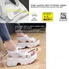 Tofflor fujin läder 8 cm plattform sandaler kil häl för kvinnor sommarskor avslappnad krok loop glider strandskor tofflor chunky skor 231030