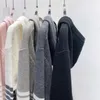Calças femininas de duas peças Mulheres Stripe Knit Casual Outfits 2023 Primavera Moda Com Capuz Manga Longa Zipper Sweater Casaco Conjuntos de Perna Larga