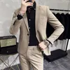 Ternos masculinos (calças blazer) 2023 primavera e outono negócios xadrez coreano listra sólida estilo britânico formal terno de duas peças