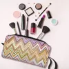 Bolsas de cosméticos personalizadas para mujer, bolsa de aseo de camuflaje en Zigzag, organizador de maquillaje bohemio, caja de Kit Dopp de almacenamiento de belleza para mujer