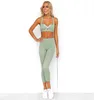 Ny yoga set kvinnor fitnesskläder sportkläder kvinna gym leggings vadderad pushup strappy sport bh 2 st sport kostymer9131172