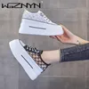 Sukienka buty Summer 8 cm Ukryte Obcasy Białe kliny platformy Sneakers Buty Women High Top Pu skóra Tenis Feminino Casual Basket Femme 231030