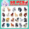 50st Cartoon Horse Stickers Icke-slumpmässiga vattentäta vinylklistermärke Laptop skateboard Motorvattenflaska snöbräda väggdekaler barn gåvor