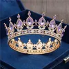 Gold Purple Queen King Bridal Crown for Women Emerdress Prom Pageant Wedding Tiary i koronki biżuteria do włosów 210616294N