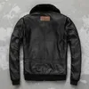 Men's Leather Faux Detachable Natural Fur Collar Genuine Cowhide Men Jacket Patches Flight Air Force Pilot Coat Winter Bomber 231031