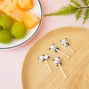 Vorken 1-4PCS Mini Leuke Panda Cartoon Fruit Stick Grade Plastic Vork Tandenstoker Lunch Salade Kid Snack Dessert Decoratie