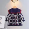 Nowa moda detaliczna Dziewczęta Krzyna Sukienki Sweters Sukienki Spring Autumn Dziewczyna Księżniczka Długie rękaw