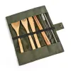 Fashion Wooden Dinnerware Set Bamboo Teaspoon Fork Soup Knife Catering Cutlery Sets with Cloth Bag Kitchen Cooking Tools Utensil