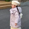 Down Ceket çocuklar kış bebek kızlar kalın çocuklar kıyafetleri dış giyim uzun kapşonlu çiçek retro ceket yürümeye başlayan çocuk rüzgar coat 1-7y