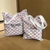 2023 Summer Fashion Canvas Shopping Shoulder Contrast Print Art Tote Women's Large Capacity Travel Bag Storage Bag