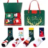 A gift box with 4 pairs of Christmas socks set, cross-border Christmas snowman cartoon cotton socks in Europe and America, Christmas socks