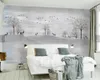 Fonds d'écran Nordic Minimal Elk Flying Birds Forest Papier peint personnalisé Salon TV Toile de fond Canapé Mur Chambre Murales Papel De Parede