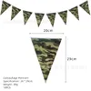 Decorazione per feste Forniture a tema militare mimetico Banner Stoviglie Piatto da pranzo verde militare per il compleanno di guerra