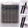 Ögonbrynsförstärkare 12st/Lot Double-End Eyebrow Pencil 2 i 1 Brun Black Eye Brow med penna Sharpener Waterproof Eyeliner Pen Makeup Cosmetic 231030