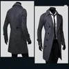 Men's Wool Blends Men Double Breasted Trench Coat 2023 Autumn Winter Blend High Quality Fashion Casual Slim Fit Solid Color Male Jacket 231030