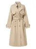 Trenchcoats für Damen Herbstmantel Frauen Koreanische Mode Zweireiher Khaki Lange Windjacke Weibliche Elegante beiläufige lose Hülsen-Oberbekleidung