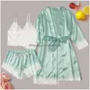 Sexy Set Maßgeschneiderte Produktion von Pyjamas Perspektive Spitze Kimono Anzug Spaß Unterwäsche 211203 Drop Delivery Apparel Dhl6Y