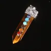 Pendanthalsband 7 Chakra Natural Stone Quartz Crystal Druzy Reiki Sword Shape Pendulum Charm som gör kvinnor läkande gåvor